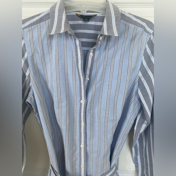 Brooks Brothers Blue and White Striped Dress with Pockets and Belt - Picture 4 of 7